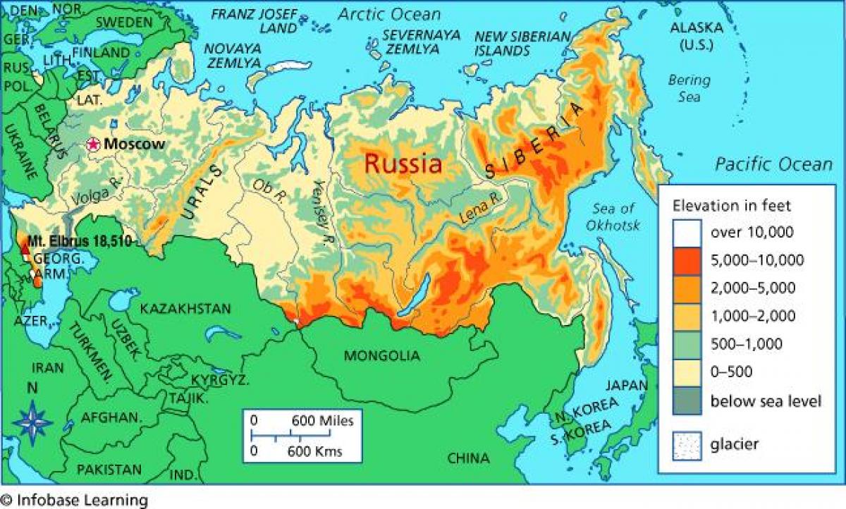 elevation map of Russia
