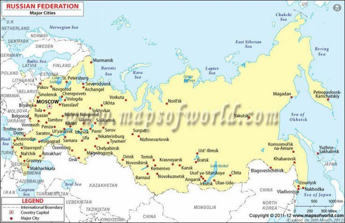 map of Russia and cities