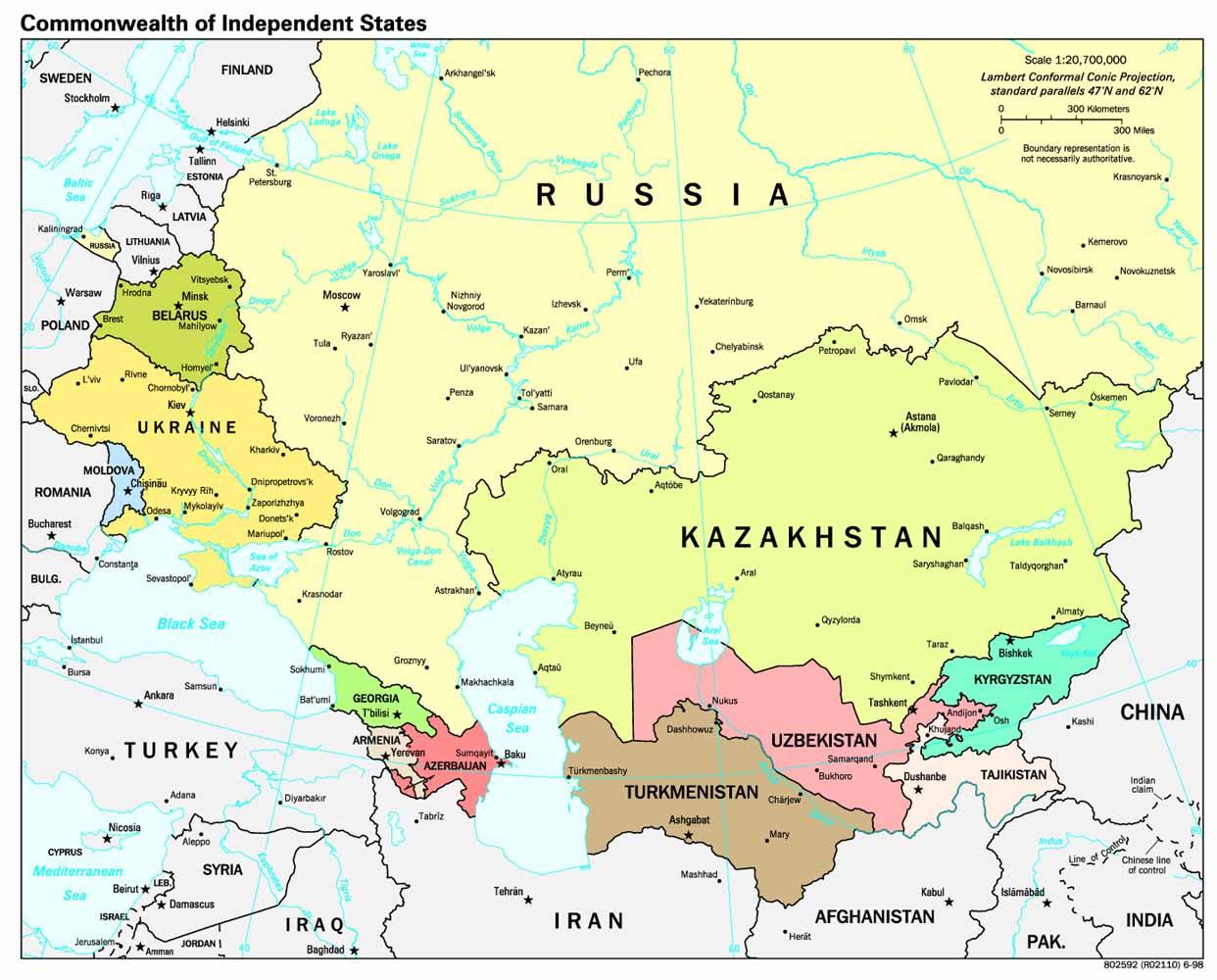 Russia and cis map - Russia cis map (Eastern Europe - Europe)