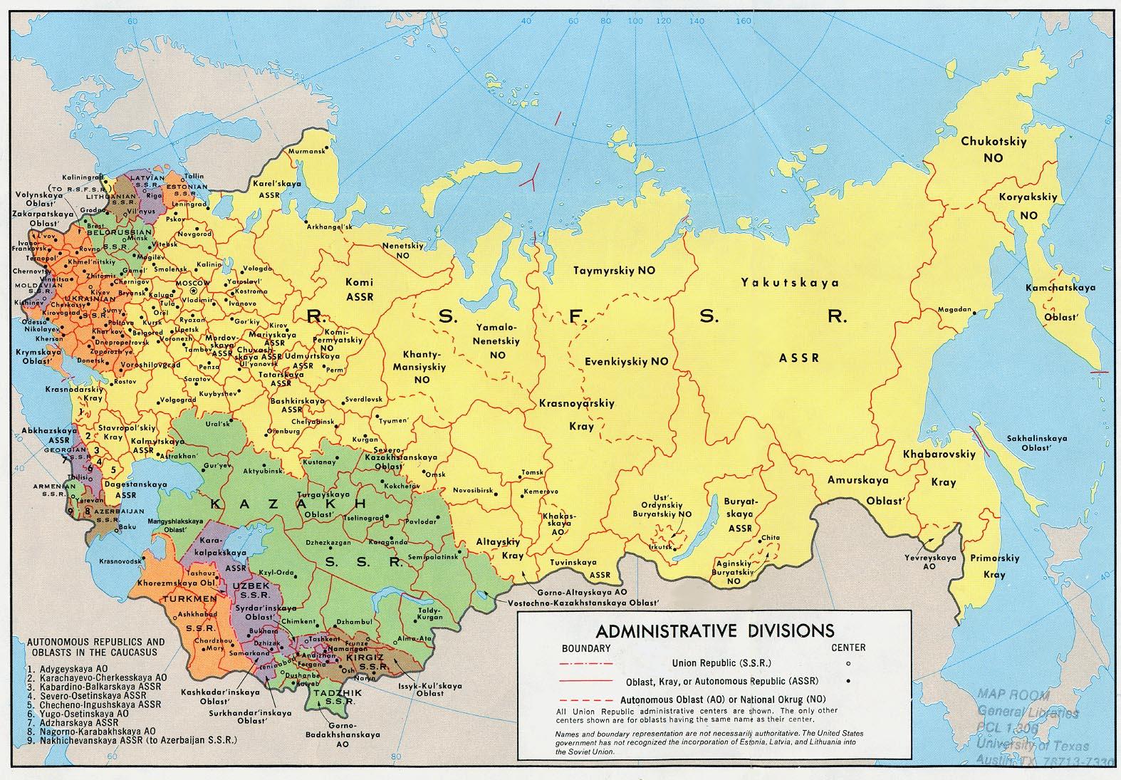 Map of USSR - Map of the USSR (Eastern Europe - Europe)