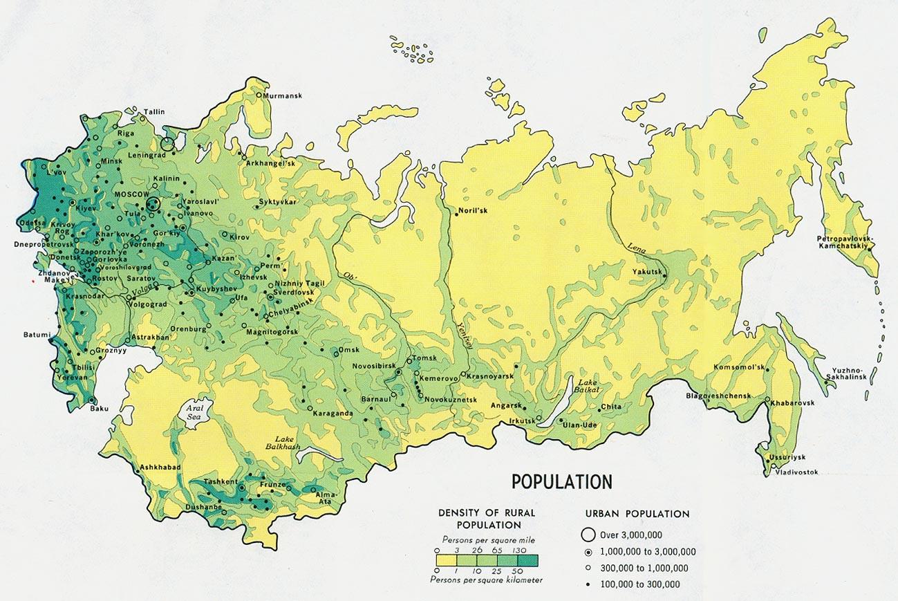 Russian population density map Population density map Russia (Eastern Europe Europe)