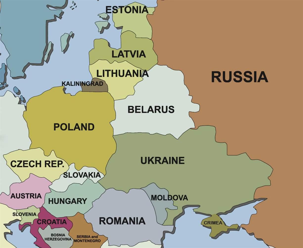 Russia And Surrounding Countries Map Map of western Russia and surrounding countries   Western Russia 