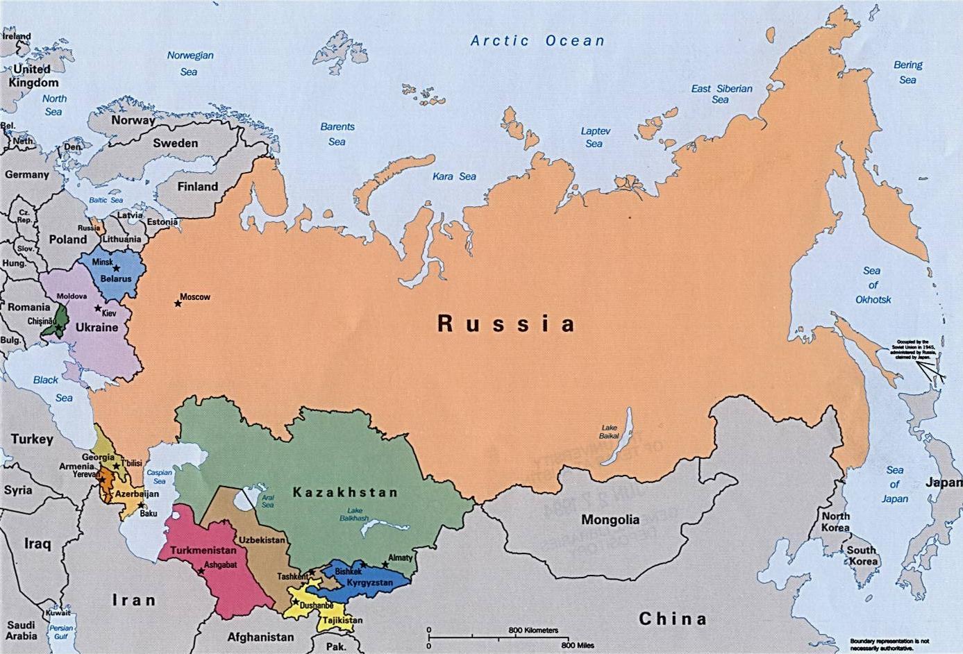 map which continent is russia located