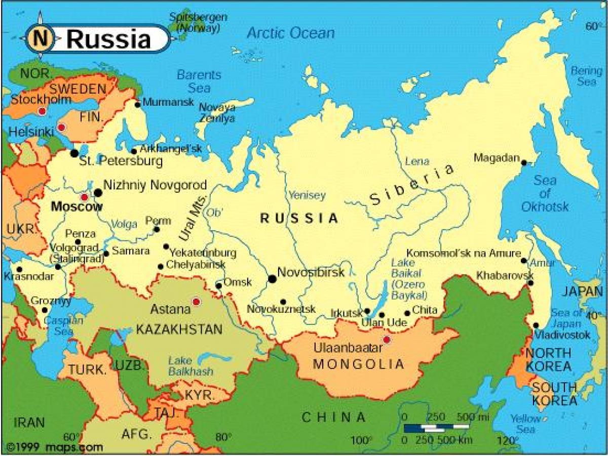 Map of Russia and surrounding countries - Russia and surrounding 