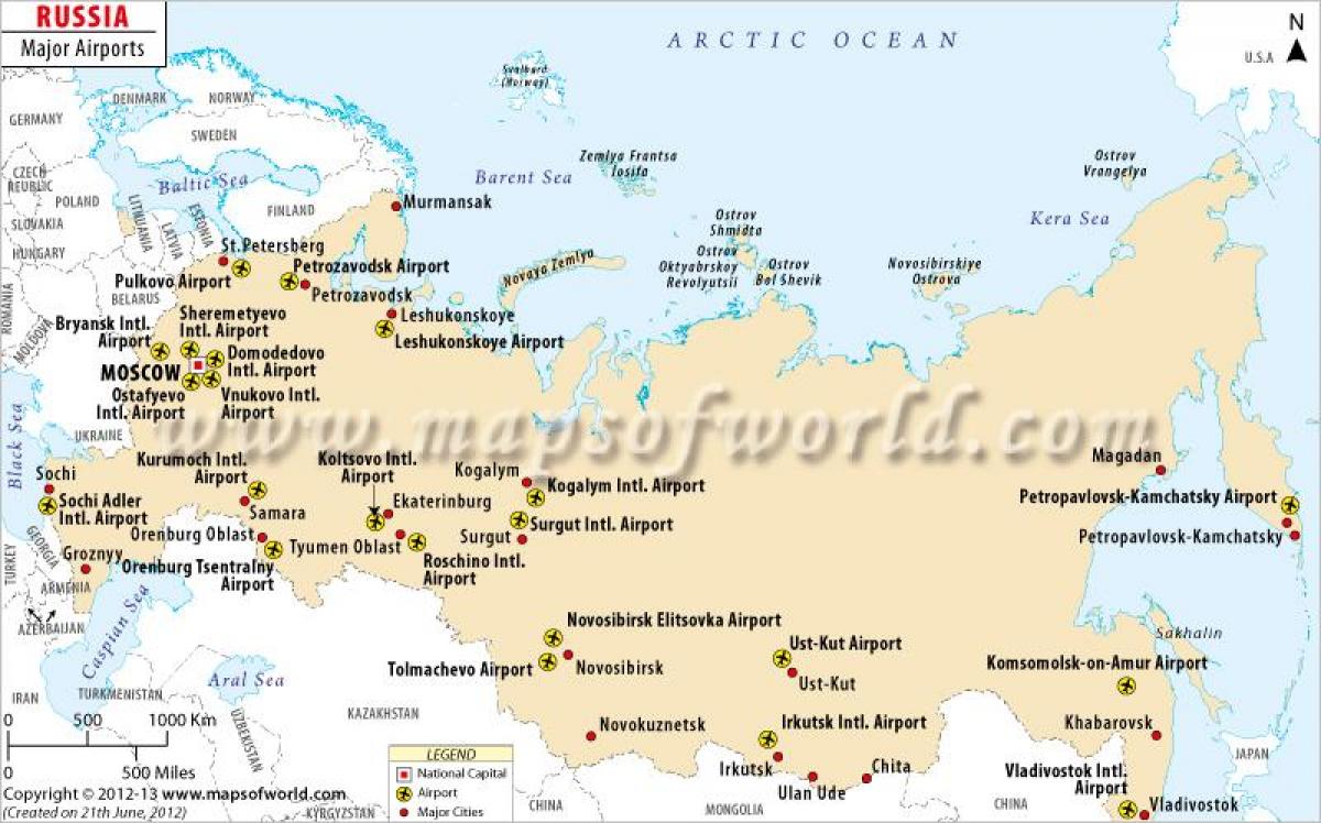 Russia airport map