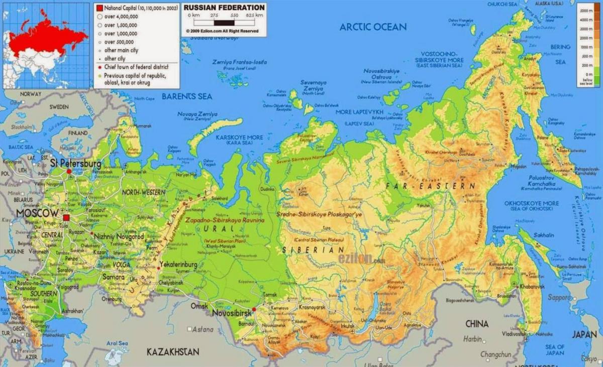 Russian geographical map