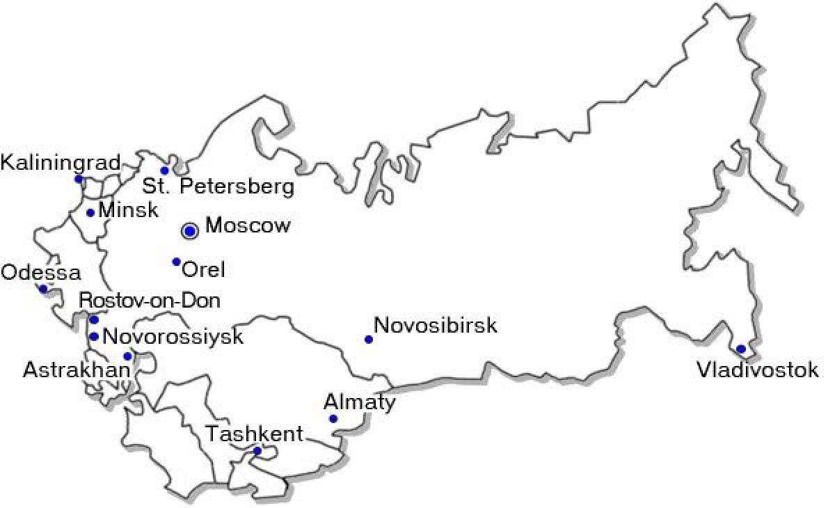 map of Russia with major cities