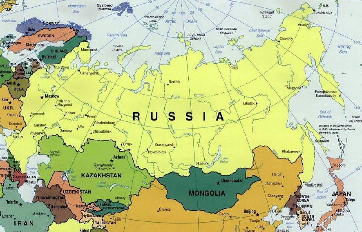 map of Russia and neighboring countries
