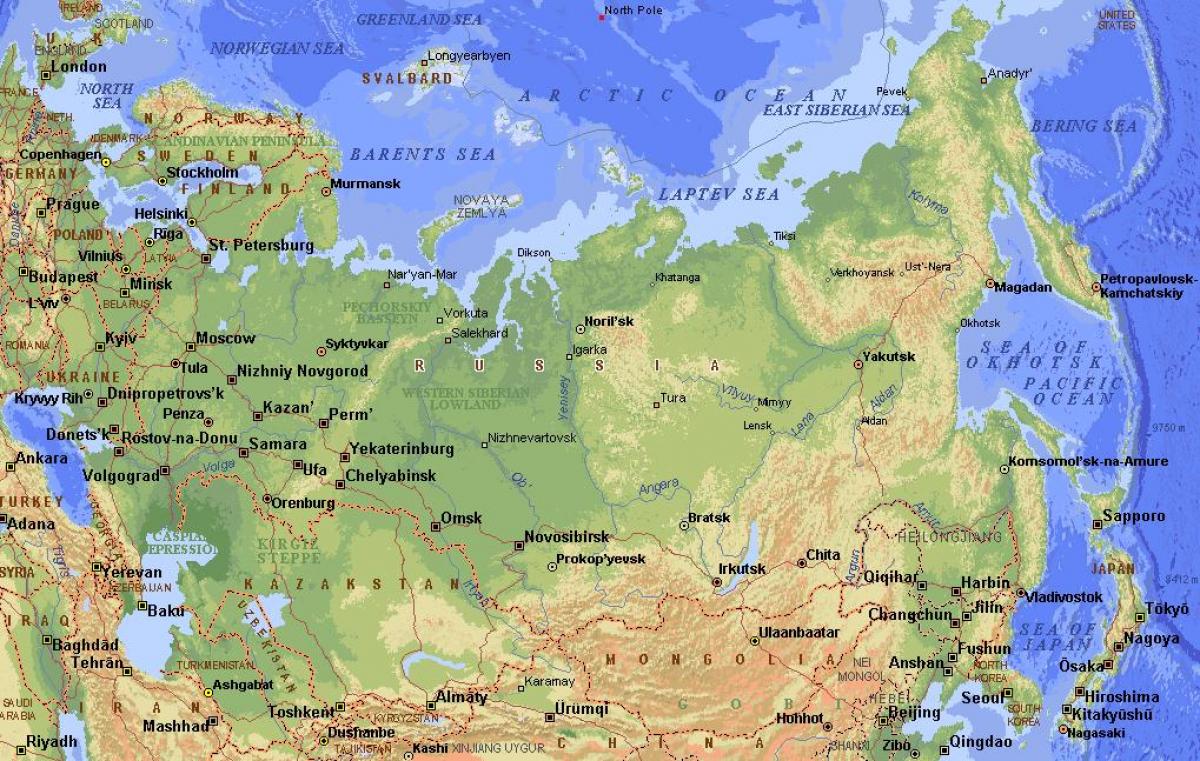 Russia Physical Features Map Physical Features Of Russia Map Eastern   Russia Physical Features Map 