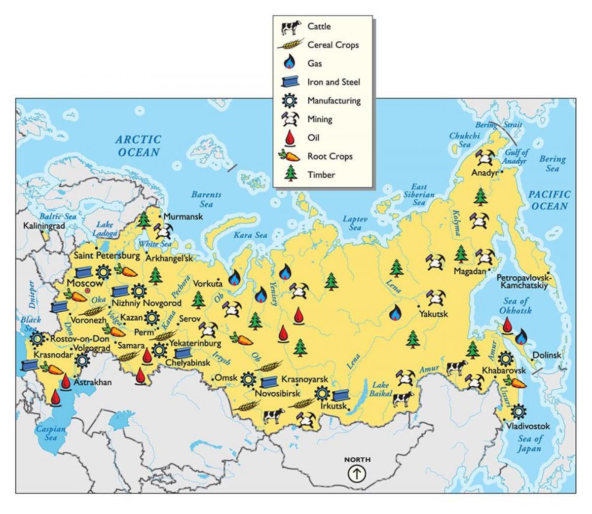 Russia Resources Map Resource Map Of Russia Eastern Europe