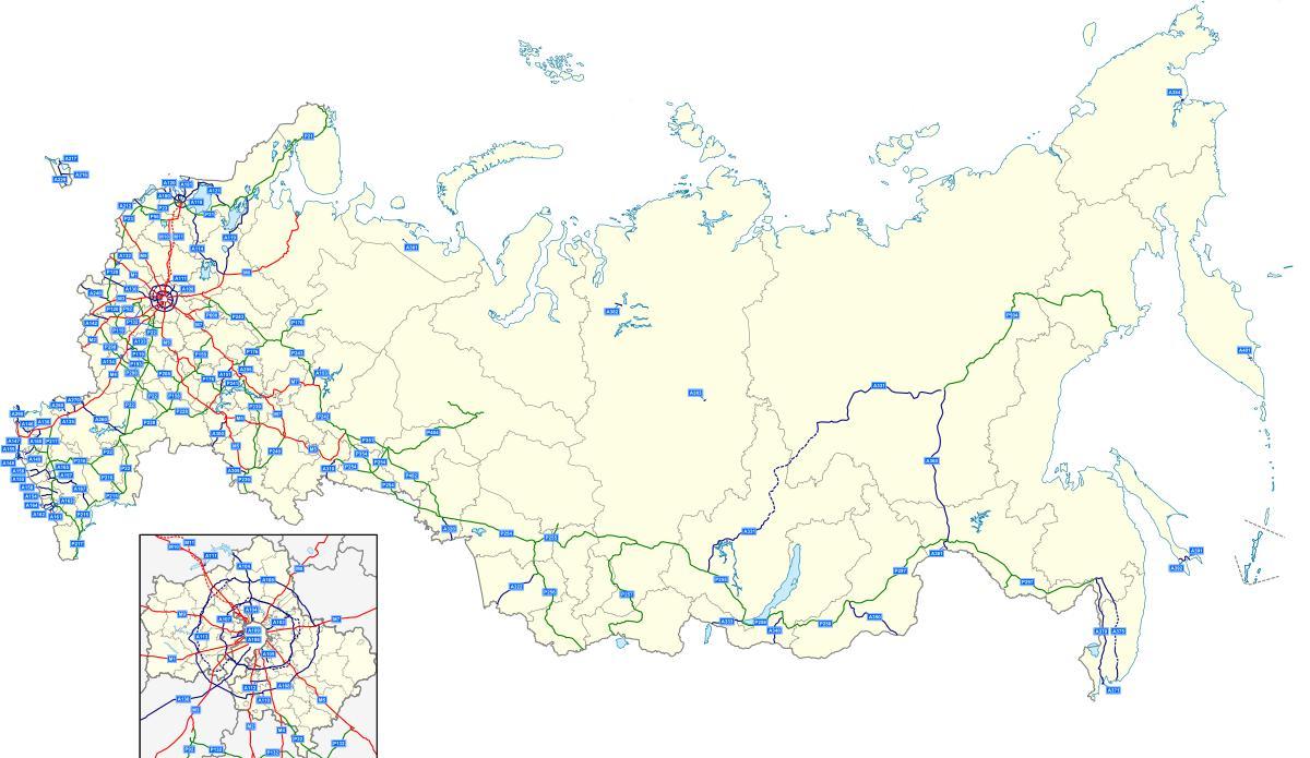 map of Russian highway