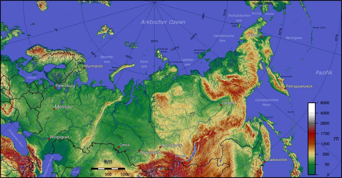 topographic map Russia