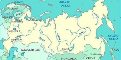 Rivers of Russia map - Map of Russia rivers (Eastern Europe - Europe)