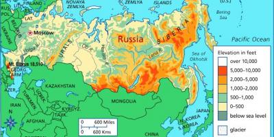 Elevation map of Russia
